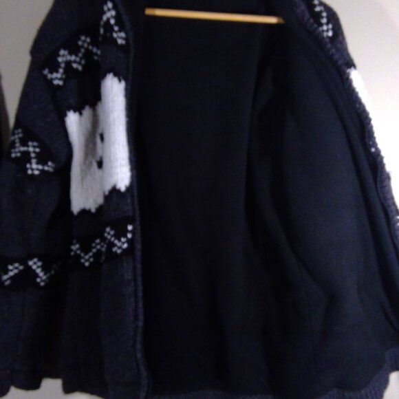 Native Spirt knitted Llama Wool Jacket fleece lined MED Owls - Picture 6 of 14
